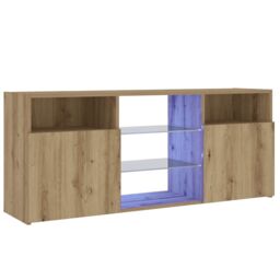 Berkfield Home TV Cabinet with LED Lights Artisian Oak 120x30x50 cm Engineered Wood in Brown - Size: 120 x 30 x 50 cm - thumbnail 5