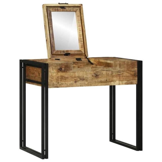 Berkfield Home Modern Dressing Table 90x50x75 cm Solid Wood Mango in Brown - Size: 90 x 50 x 75 cm - image 1