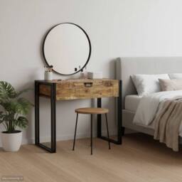 Berkfield Home Modern Dressing Table 90x50x75 cm Solid Wood Mango in Brown - Size: 90 x 50 x 75 cm - thumbnail 2