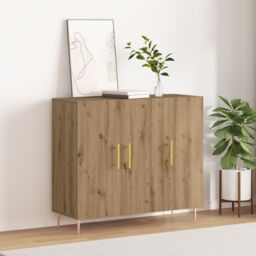 Berkfield Home Sideboard Artisan Oak 90x34x80 cm Engineered Wood in Brown - Size: 90 x 34 x 80 cm - thumbnail 4