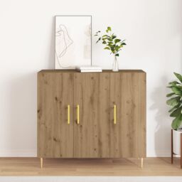Berkfield Home Sideboard Artisan Oak 90x34x80 cm Engineered Wood in Brown - Size: 90 x 34 x 80 cm