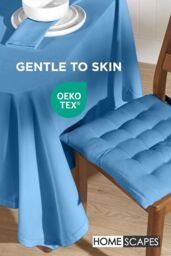 Homescapes 6 Pack Seat Pads Luxury 100% Cotton Indoor Outdoor Garden Cushion, 40cm in Blue - Size: 40 cm x 40 cm - thumbnail 3