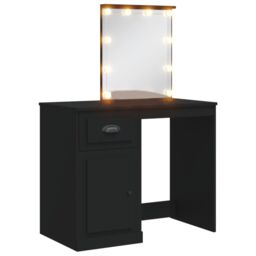 Berkfield Home Dressing Table with LED Lights Black 90x42x132.5 cm - thumbnail 2