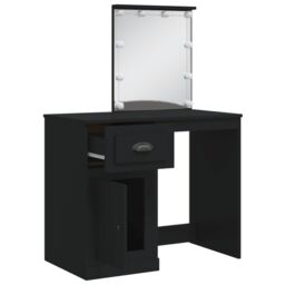 Berkfield Home Dressing Table with LED Lights Black 90x42x132.5 cm - thumbnail 4