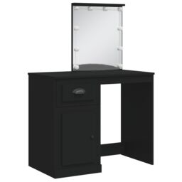 Berkfield Home Dressing Table with LED Lights Black 90x42x132.5 cm - thumbnail 3