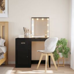 Berkfield Home Dressing Table with LED Lights Black 90x42x132.5 cm