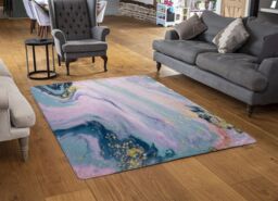 Benjamin Tate Design Blue & Pink Marble Rug in Natural - Size: Large - thumbnail 2