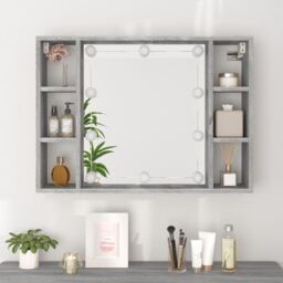 Berkfield Home Mirror Cabinet with LED Grey Sonoma 76x15x55 cm - Size: 76 x 15 x 55 cm - thumbnail 5