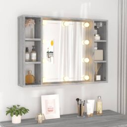 Berkfield Home Mirror Cabinet with LED Grey Sonoma 76x15x55 cm - Size: 76 x 15 x 55 cm - thumbnail 4
