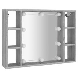 Berkfield Home Mirror Cabinet with LED Grey Sonoma 76x15x55 cm - Size: 76 x 15 x 55 cm - thumbnail 3