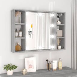 Berkfield Home Mirror Cabinet with LED Grey Sonoma 76x15x55 cm - Size: 76 x 15 x 55 cm - thumbnail 1
