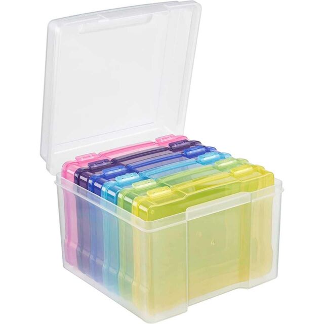 mysmartbuy Photo Storage Boxes for 6x4 Photographs - Storage Organisers with 6 Clip Lock Cases & 600 Photo Capacity - image 1