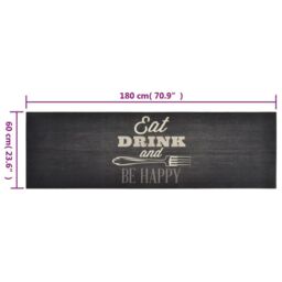 Berkfield Home Kitchen Rug Washable Kitchen Black 60x180 cm Velvet - thumbnail 5