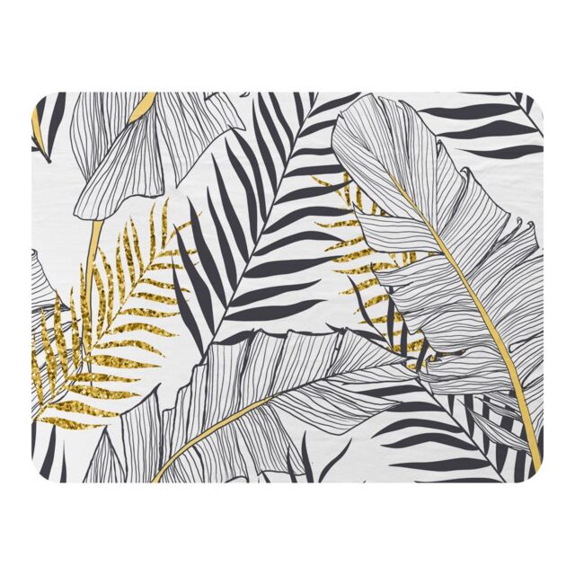 Benjamin Tate Design Gold & Black Leaves Blanket in Natural - Size: 120 cm x 150 cm - image 1