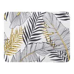 Benjamin Tate Design Gold & Black Leaves Blanket in Natural - Size: 120 cm x 150 cm - thumbnail 1