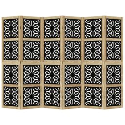 Berkfield Home Room Divider 6 Panels Brown & Black Solid Wood Paulownia - thumbnail 4
