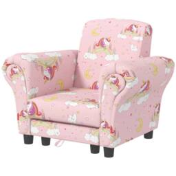 STILVORA Kids Armchair & Stool Set with Unicorn Design Pink - thumbnail 5