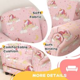 STILVORA Kids Armchair & Stool Set with Unicorn Design Pink - thumbnail 8