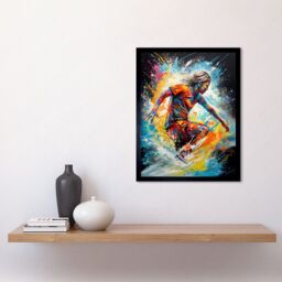 "Artery8 Wall Art Print Surfer Surfing on Splatter Paint Crashing Waves Art Framed in Black - Size: W12"" x H16""" - thumbnail 2