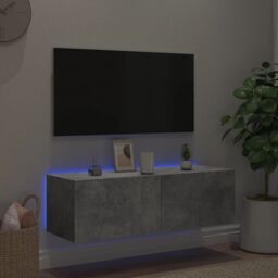 Berkfield Home TV Wall Cabinet with LED Lights Concrete Grey 100x35x31 cm - Size: 100 x 35 x 31 cm - thumbnail 5