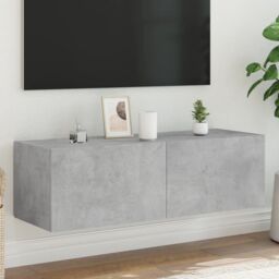Berkfield Home TV Wall Cabinet with LED Lights Concrete Grey 100x35x31 cm - Size: 100 x 35 x 31 cm - thumbnail 1