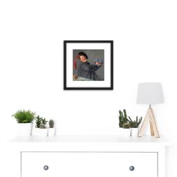 Artery8 Judith Leyster Jolly Drinker Portrait Painting 8X8 Inch Square Wooden Framed Wall Art Print Picture with Mount in Black - thumbnail 2