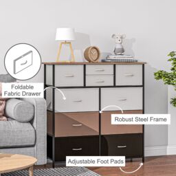 HOMCOM Bedroom Chest of Drawers Fabric Dresser w/ Foldable Drawers - thumbnail 6