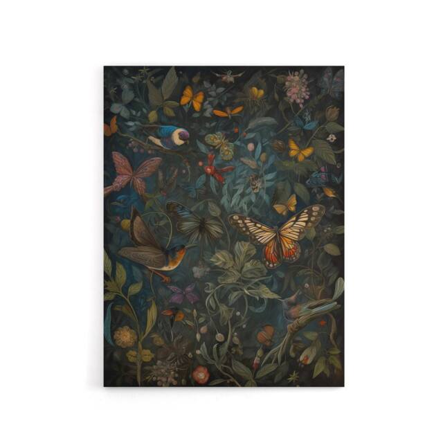 "Artery8 William Morris Style Plants Birds Butterflies Canvas Wall Art Print - Size: W18"" x H24""" - image 1
