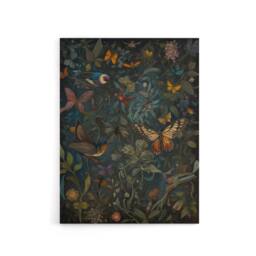 "Artery8 William Morris Style Plants Birds Butterflies Canvas Wall Art Print - Size: W18"" x H24""" - thumbnail 1