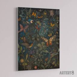 "Artery8 William Morris Style Plants Birds Butterflies Canvas Wall Art Print - Size: W18"" x H24""" - thumbnail 2