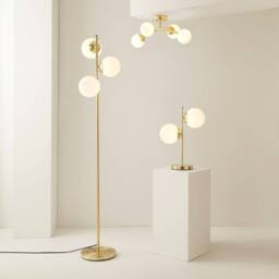 ValueLights Jas 4 Way Ceiling Light with Opal White Frosted Glass Globe Shades in Gold - thumbnail 6