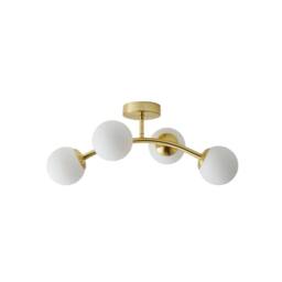 ValueLights Jas 4 Way Ceiling Light with Opal White Frosted Glass Globe Shades in Gold - thumbnail 7