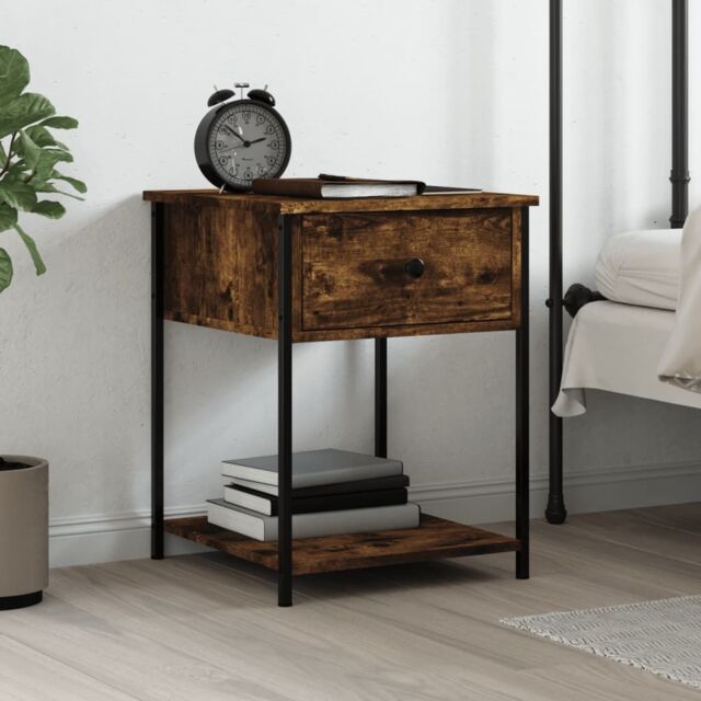 Berkfield Home Bedside Table Smoked Oak 44x45x58 cm Engineered Wood in Brown - Size: 44 x 45 x 58 cm - image 1