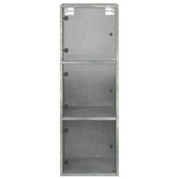 Berkfield Home Wall Cabinet with Glass Doors Concrete Grey 35x37x100 cm - Size: 35 x 37 x 100 cm - thumbnail 6