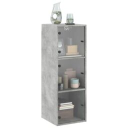 Berkfield Home Wall Cabinet with Glass Doors Concrete Grey 35x37x100 cm - Size: 35 x 37 x 100 cm - thumbnail 4