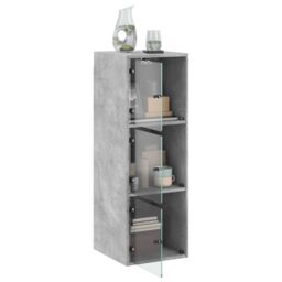 Berkfield Home Wall Cabinet with Glass Doors Concrete Grey 35x37x100 cm - Size: 35 x 37 x 100 cm - thumbnail 5