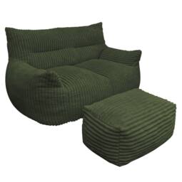 STILVORA 2-Seater Sofa with Corduroy Upholstery, Green - thumbnail 4