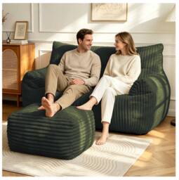 STILVORA 2-Seater Sofa with Corduroy Upholstery, Green - thumbnail 2