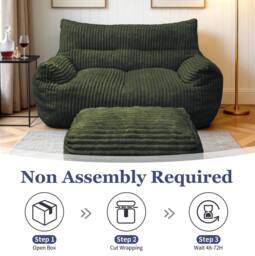 STILVORA 2-Seater Sofa with Corduroy Upholstery, Green - thumbnail 9