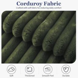 STILVORA 2-Seater Sofa with Corduroy Upholstery, Green - thumbnail 5