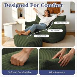 STILVORA 2-Seater Sofa with Corduroy Upholstery, Green - thumbnail 7
