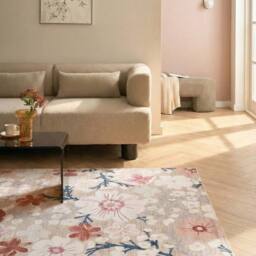 Wyld and Coco Multicolour Floral Area Rug Low Pile Polyester Anti Slip Ready - Size: 140 cm x 200 cm
