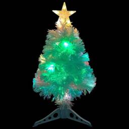 Berkfield Home Beautiful Artificial Pre-lit Christmas Tree White 64 cm Fibre Optic - thumbnail 5