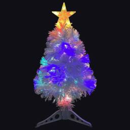 Berkfield Home Beautiful Artificial Pre-lit Christmas Tree White 64 cm Fibre Optic - thumbnail 4