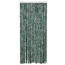 Berkfield Home Fly Curtain Green & White 90x200 cm Chenille - thumbnail 3