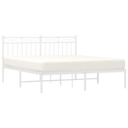 Berkfield Home Metal Bed Frame with Headboard White 150x200 cm King Size - thumbnail 3