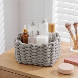 Kelvenix Grey Woven Cotton Rope Storage Basket - thumbnail 5