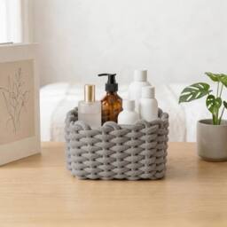 Kelvenix Grey Woven Cotton Rope Storage Basket - thumbnail 3
