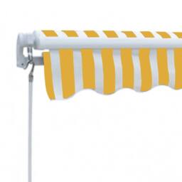 Berkfield Home Folding Awning Manual Operated 300 cm Yellow/White in Yellow - thumbnail 3