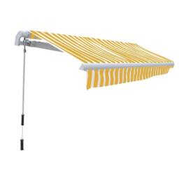 Berkfield Home Folding Awning Manual Operated 300 cm Yellow/White in Yellow - thumbnail 2
